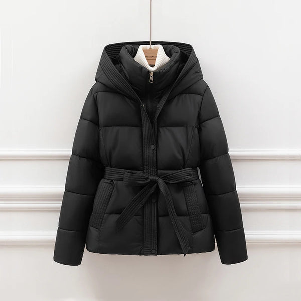 Women's Padded Cotton Thick Winter Coat with Hoodie