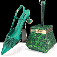 Nigeria Fashion Rhinestone-encrusted Ladies Party Shoes And Special bag High Heels And Dual Purpose Mini Bag Women's Shoes