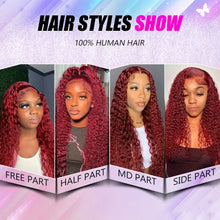 Curly wigs Transparent Lace Front Wig 99J Burgundy 13x4 13x6 Brazilian Deep Wave Frontal Human Hair Wig for Women Pre Plucked