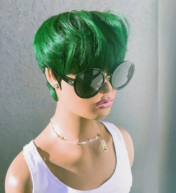 Fashion Pixie Cut Dark Green Short Wigs for Women