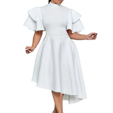 Elegant Party Dresses for Woman 2024 New O Neck Ruffles Sleeve High Waisted Asymmetric Mid Calf Luxury Birthday Dinner Vestidos