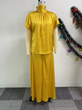 African Fashion 2024 New in Women Two 2 Piece Sets Outfit Soft Satin Lace Up Top and Wide Leg Pants Set Matching Set