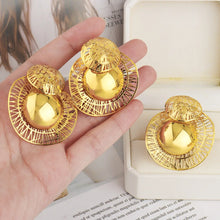 New Fashion Style Gold Plated Earrings Ring Set for Women Girls Dubai Luxury Exaggerated Design Jewelry Gift for Party Easter