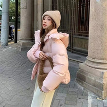 Short Parkas Women Streetwear Cropped Down Coat Korean Sweet Puffer Jacket Winter Solid Casual All Match Cotton Padded Outwear