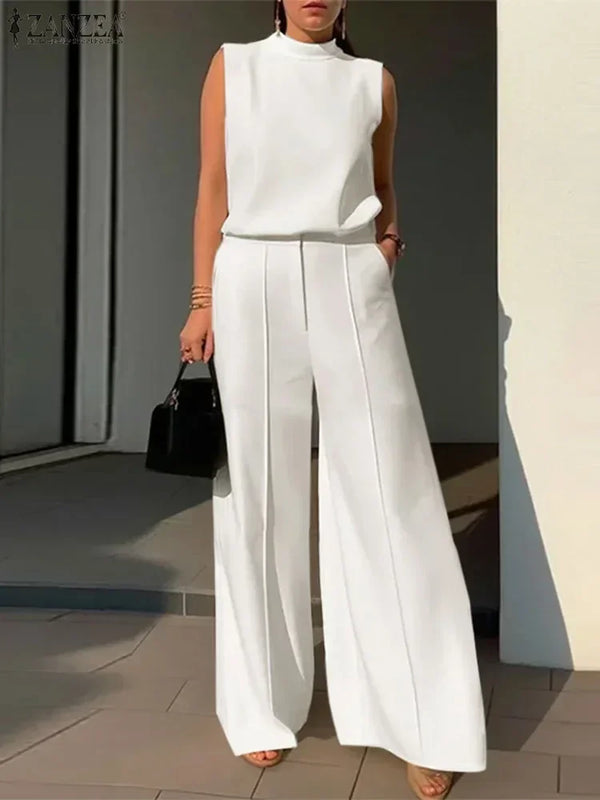 Elegant Chic Women's 2 Pieces Sets ZANZEA Woman 2025 Tracksuits Fashion 2pcs Outfits Suits Tank Tops and Wide Leg Pants Sets