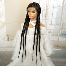 36 inches Synthetic Full Lace Wig for Black Women Braided Wig Lace Frontal Box Braids Wig Women Synthetic Braided
