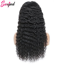 Swupod 200 Density 13x4 13x6 HD Transparent Swiss Deep Wave Lace Frontal Front Wig for Women Remy Human Hair Natural Black