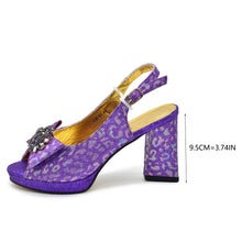 Newest Arrival Purple Color Peep Toe Women Sandals Shoes Matching Bag Set for Ladies Wedding Party Pumps Designer Shoes and Bag