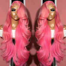 30 32 inch 250% Body Wave 13x4 13x6 Hd Lace Frontal Wig Pre Plucked Transparent Colored Lace Front Pink Wig For Women Glueless