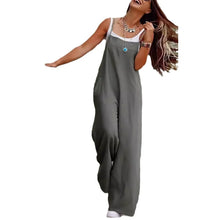 Women's Sleeveless Plus Size Jumpsuit Cotton And Linen Solid Loose Wide Leg Slash Pocket Casual  Ankle-Length Pants 2024