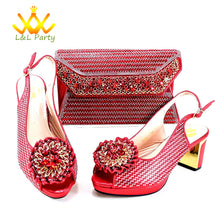 2025 Special New Arrivals Italian Women Shoes and Bag to Match in Green Color with Platform Shinning Crystal Sandal for Wedding