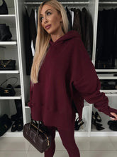 2024 Autumn and winter new casual loose solid color printed hoodie set home clothing 2-piece pantsuit women's clothes
