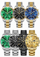 OLEVS Men's Watches Top Brand Luxury Watch for Men Original Waterproof Stainless Steel Chronograph Moon Phase Date Rota Dial
