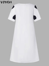 VONDA Plus Size 5XL Women Dress 2025 Summer Bohemian Polka Dot Maxi Long Dress V Neck Party Sundress Vestido Beach Robe Elegant