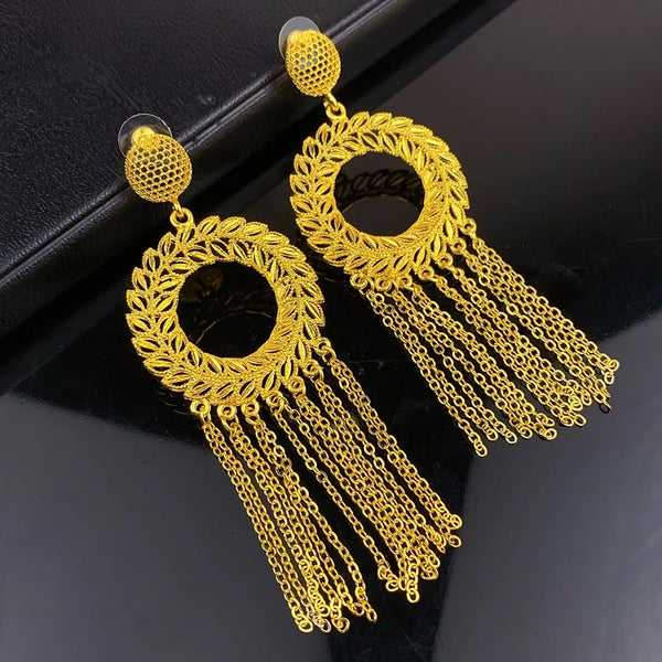Indian Earrings for Women Design Tassel Drop Earrings 24k Gold Plated Dubai African Party Earrings Accessory for Weddings Gifts