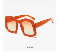 Retro Big Square Gradient Orange Sunglasses For Women New Fashion Luxury Designer Unique Oversized Ladies Sun Glasses Shades