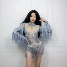 Stage Latin dance cha-cha dance practice suit stretch slim skirt fringe flash small diamond pearl design suit