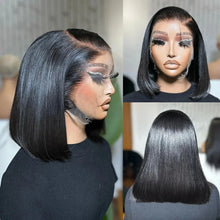 Vietnamese Super Double Drawn Bone Straight 13x4 Frontal Bob Wig with 100% Human Hair Natural Black 210% Density For Black Women