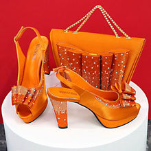 2024 High Quality Yellow Color Fish Beaked Toe Cap Thin Heels Ladies Shoes Matching Bag Set For Women Wedding Party Pump