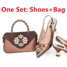 Fashion African Matching Shoes and Bags for Party Nigerian Women Nigerian Italian Shoes and Bags Set Decorated with Rhinestone