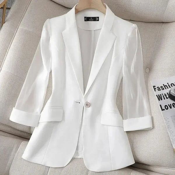 2024 New Blazer Women Suit Jacket Female Feminine Blazers Notched Collar Business Suit Elegant Office Ladies Blaser Outwear