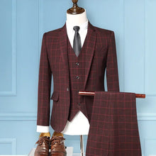 Suit M-5XL (Blazer + Vest + Trousers) Italian Style Fashion Business Elegant Gentleman Plaid Slim Casual Formal Suit 3-piece