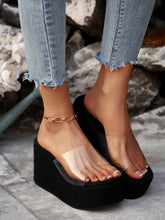 Trade Big Size New Style One-Strip Transparent Toe Exposed Platform Thick-Heeled Waterproof Platform Slippers Women's Slippers