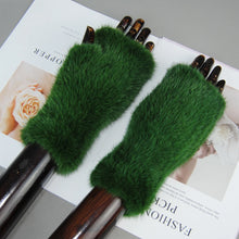 2025 New Brand Style Top Quality Women's 100% Winter Warm Real Mink Fur Knitted Half Finger Gloves Girls Typing Mittens
