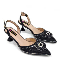 2025 Nigerian Women's Party Shoes and Bags Medium Heel Pointed Toe Elegant Party Footwear With Matching Color Handbag for Women
