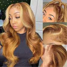 13x6 Body Wave Highlight Lace Front Synthetic Ombre 13x4 Lace Frontal Wigs Honey Blonde Colored Wigs For Women