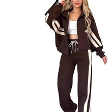 Women's S Spring Autumn New Striped Zipper Tracksuit