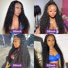 Swupod 200 Density 13x4 13x6 HD Transparent Swiss Deep Wave Lace Frontal Front Wig for Women Remy Human Hair Natural Black