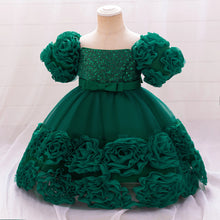 Girls 3D Flower Party Princess Dress for Baby Christmas Gown 1-10 Yrs Birthday Bow Tulle Bridemaid Dresses Wedding Kids Clothing