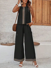 2024 Summer Women's Sleeveless Top And Long Pants Set Fashion Ladies Short Tank Top Daily Casual Ladies Long Wide Leg Pants