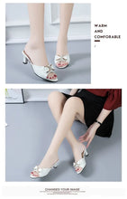 Summer Female Sandals Women Slippers Sexy Open Toe Fish Mouth Slippers  Ladies Rhinestone Bowknot Slides Shoes Plus Size 42