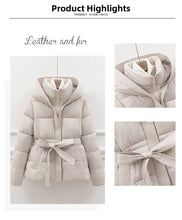 Women's Padded Cotton Thick Winter Coat with Hoodie