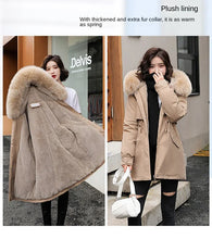 Women's Long Fashionable Hooded Winter Fur Collar Jacket