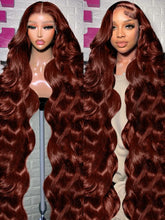 250% 30 32 Inch Brazilian 33# Auburn Reddish Brown 13x4 Hd Lace Front Wigs Human Hair Body Wave Colored 13x6 Lace Frontal Wig