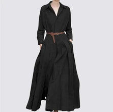 Elegant Shirt Dress for Women Fashion Lapel Temperament Long Dress Spring Autumn New Casual Office Ladies Maxi Dress Modest Robe