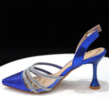 Venus Chan Shoes for Women 2023 Pointed Toe Black Heels Rhinestone Chain Party Sandals Italian Shoes and Bags Matching Set 2023