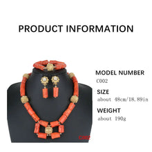 Latest Coral Jewelry Sets Nigerian Dubai Orange Necklace Sets of Beads African Bridal Jewelry Sets