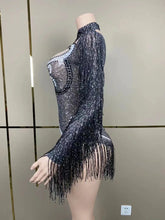 Stage Latin dance cha-cha dance practice suit stretch slim skirt fringe flash small diamond pearl design suit