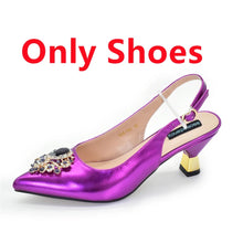 Fashion African Matching Shoes and Bags for Party Nigerian Women Nigerian Italian Shoes and Bags Set Decorated with Rhinestone