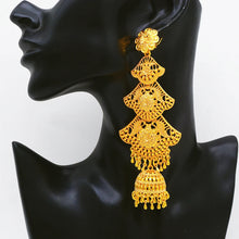 African women's long gold-plated earrings with Middle Eastern earrings