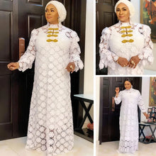 White Lace Dress For African Women Abaya Dubai Moroccan Kaftan Loose Maxi Dresses Eid Ramadan islamic Clothing African Dashiki