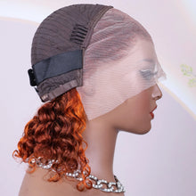 Ginger Orange Brown Colored Water Wave Bob Wigs Transparent 13x4 Lace Front Human Hair Wig For Women P4/350 Highlight Curly Wigs