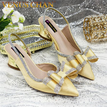 New Arrival Elegant African Party High-heeled Shoes Chain Decoration Trendy Women's Sandals Nigerian Women Wedding Pumps