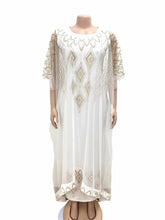 Fake Two-Piece African Dresses for Women 2025 Traditional Nigeria Mesh Hot Drill Caftan Dress Abaya Musulman Robe Femme Clothes