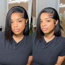 Vietnamese Super Double Drawn Bone Straight 13x4 Frontal Bob Wig with 100% Human Hair Natural Black 210% Density For Black Women
