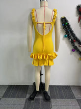 Elegant Tight Corset Ruffle Mini Dress for Women's Fashion New Style Suspender Sleeveless Backless A-line Club Party Sexy Dress